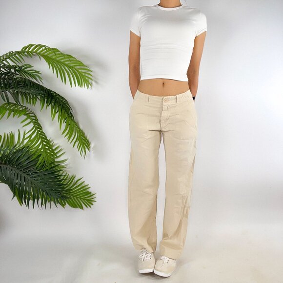 Women's Vintage Y2K Khaki Granola Girl Gorpcore Low Rise Bootcut Chino Pants / 2 - Picture 4 of 8